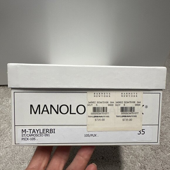 Manolo Blahnik Tayler D'Orsay BB Pumps Sz 35 / 5 Black to Navy Ombre New in Box - Picture 8 of 16